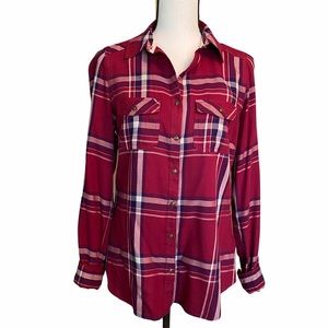 Burgundy Plaid Super Soft Button Down Shirt